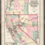 Railroad And County Map Of Oregon, California, And Nevada.   David   Map Of Oregon And California