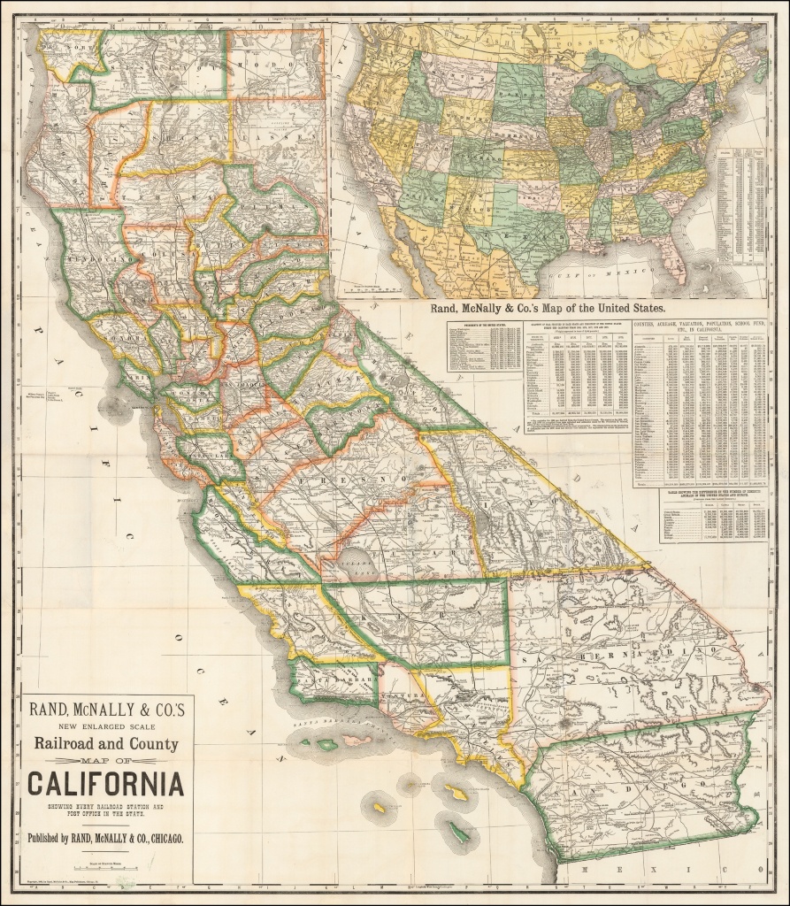 Rand, Mcnally &amp;amp; Co.&amp;#039;s New Enlarged Scale Railroad And County Map Of - Rand Mcnally California Map