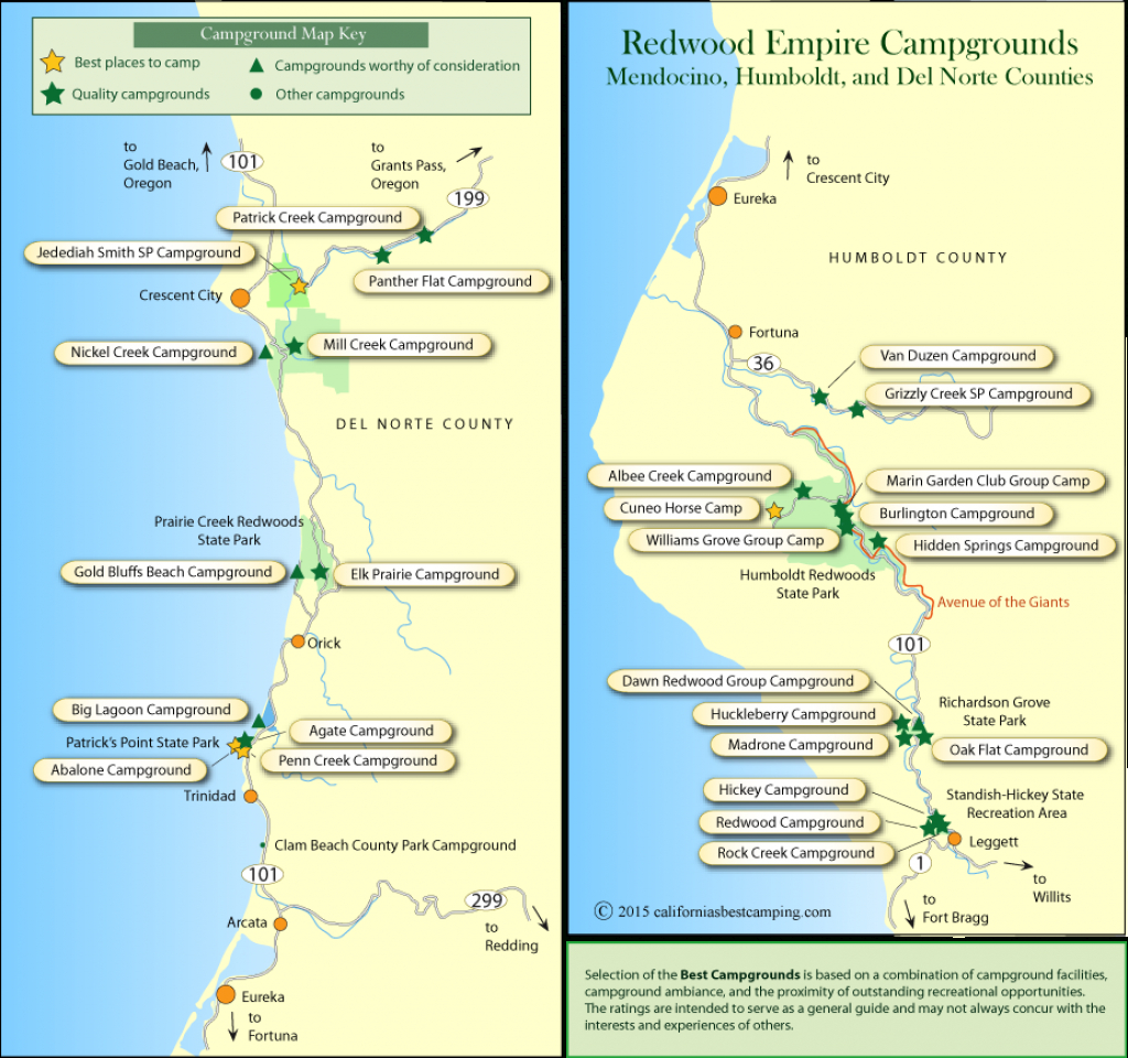 Redwood Empire Campground Maps - California Campgrounds Map