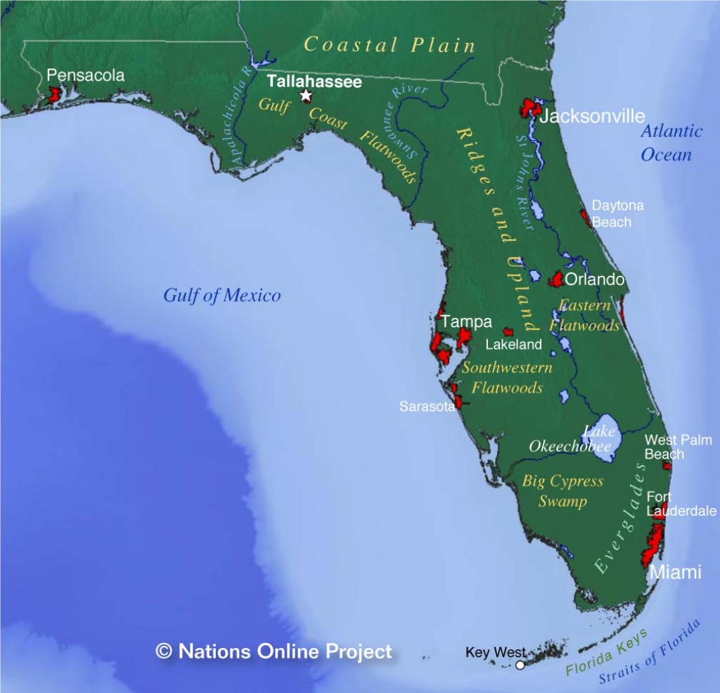 Reference Maps Of Florida, Usa - Nations Online Project - Map Of Florida