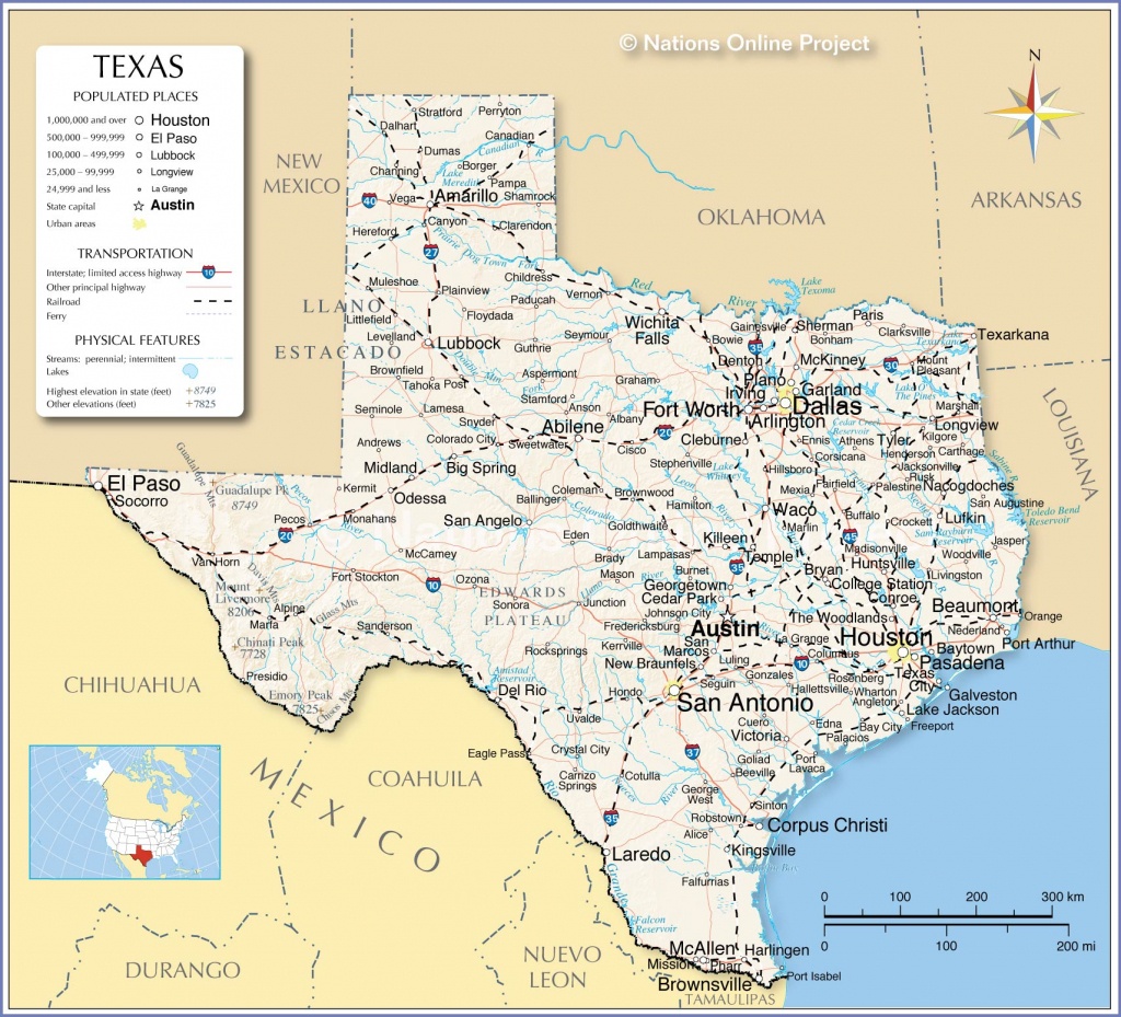 Reference Maps Of Texas, Usa - Nations Online Project - Map Of Texas