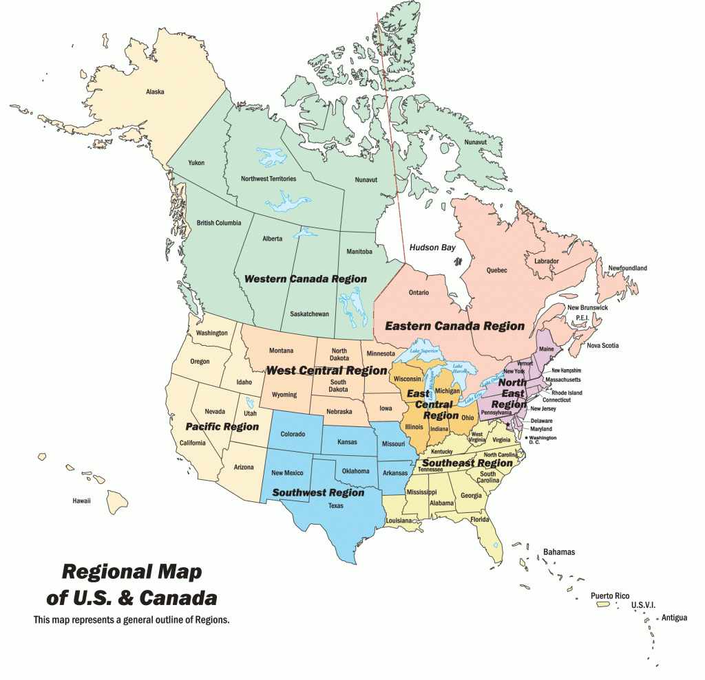 Region Map Of Canada &amp;amp; Us, Canada &amp;amp; Us Region Map, Canada City Map - Printable Map Of Us And Canada