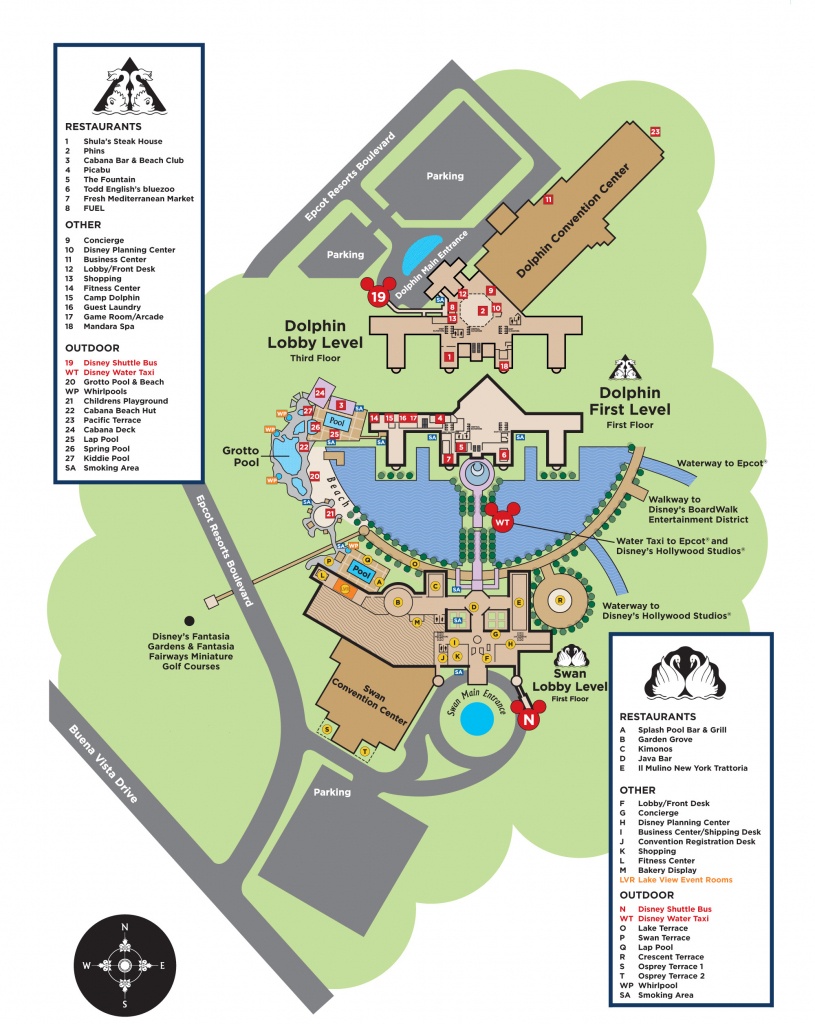 Resort Map - Welcome App - Swan And Dolphin Hotel - Disney Hotels Florida Map