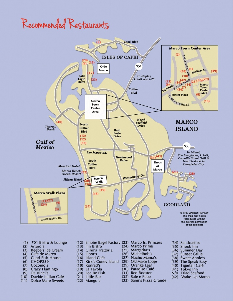Restaurant Map Of Marco Island, Florida Restaurants. | Oh, The - Marco Island Florida Map