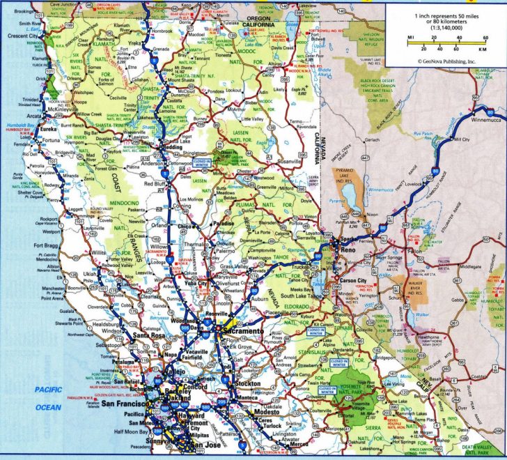 Detailed Road Map Of Northern California