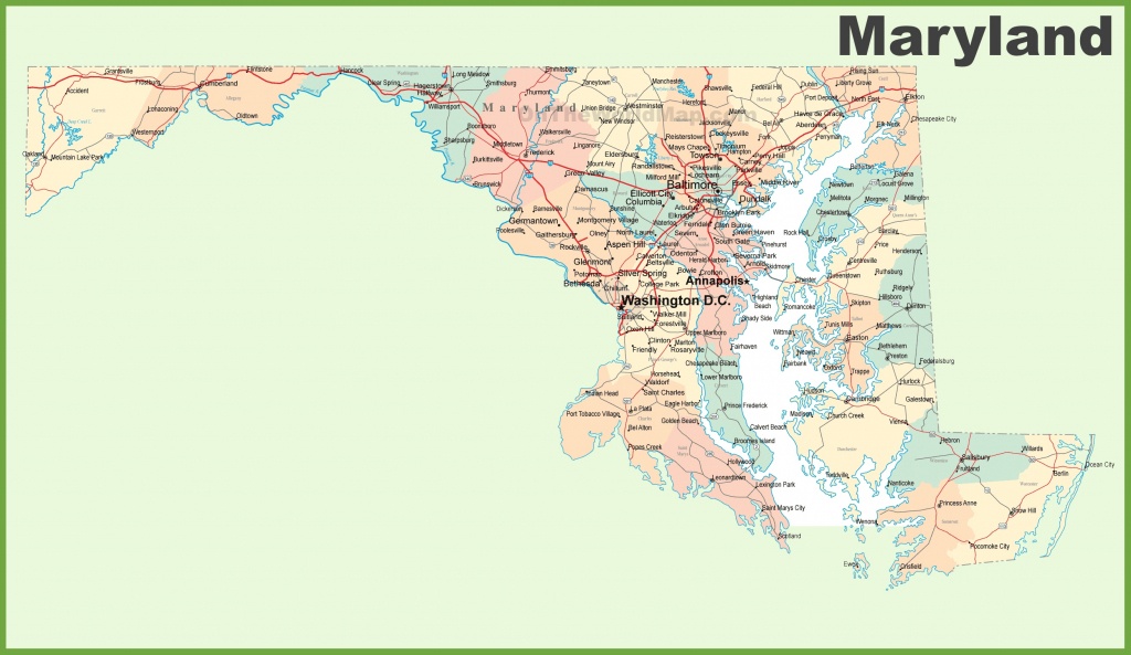 Road Map Of Maryland With Cities - Printable Map Of Maryland