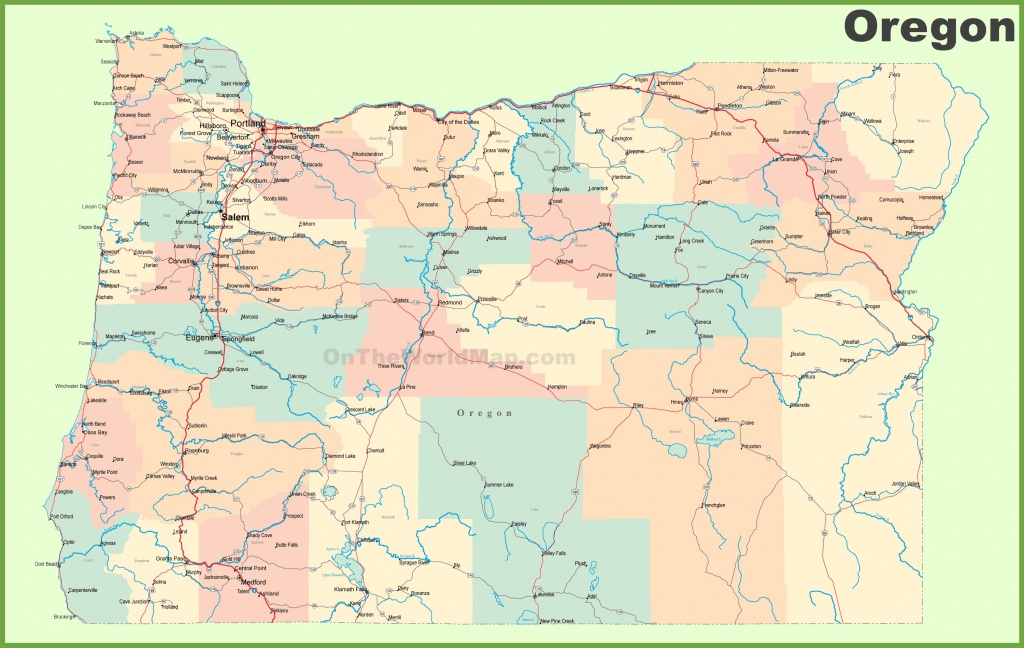 Large Detailed Tourist Map Of Oregon With Cities And Towns Oregon   Road Map Of Oregon With Cities Oregon Road Map Printable 