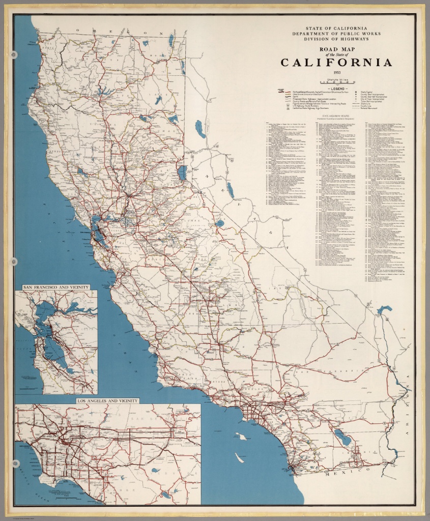 Road Map Of The State Of California, 1953. - David Rumsey Historical - California Road Atlas Map