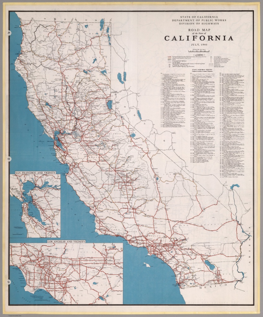 Road Map Of The State Of California, July, 1940. - David Rumsey - California Highway Map