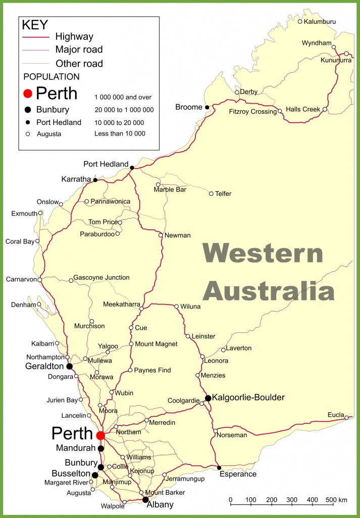 Road Map Of Western Australia With Cities And Towns - Printable Map Of Western Australia