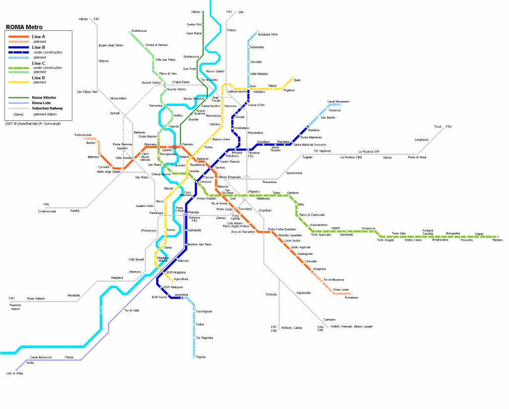 Rome Subway Map For Download | Metro In Rome - High-Resolution Map