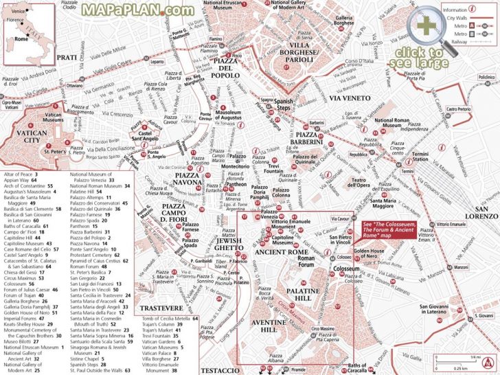 Map Of Rome Attractions Printable