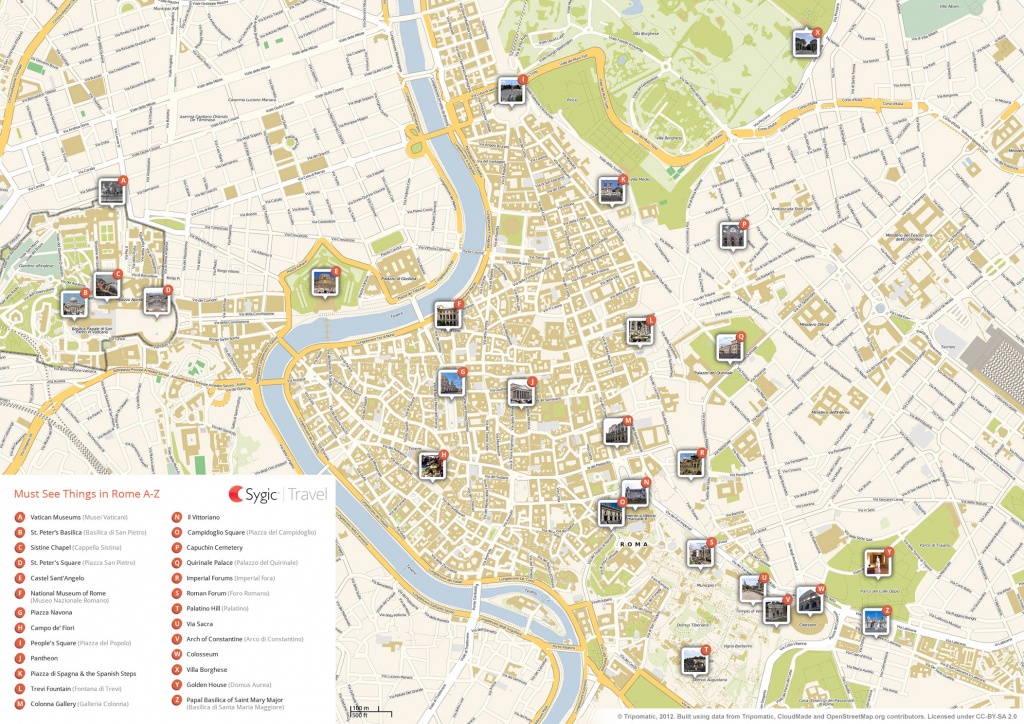 Rome Printable Tourist Map | Sygic Travel - Central Rome Map Printable