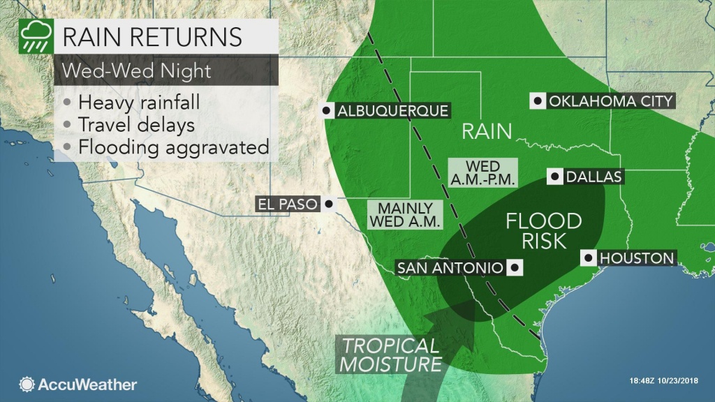 Rounds Of Heavy Rain To Threaten Flooding Across Texas At Midweek Texas Flood Map Free 5261