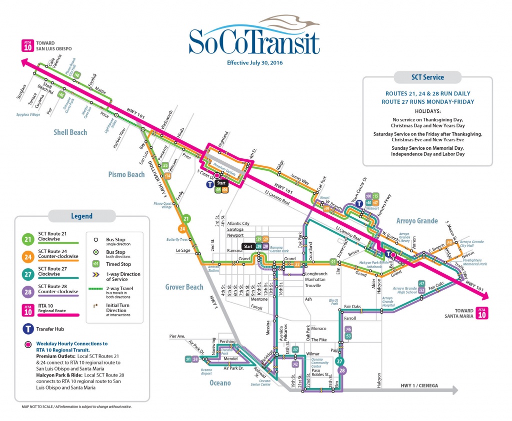 Route 21 Five Cities Loop Clockwise – San Luis Obispo Regional - Pismo Beach California Map