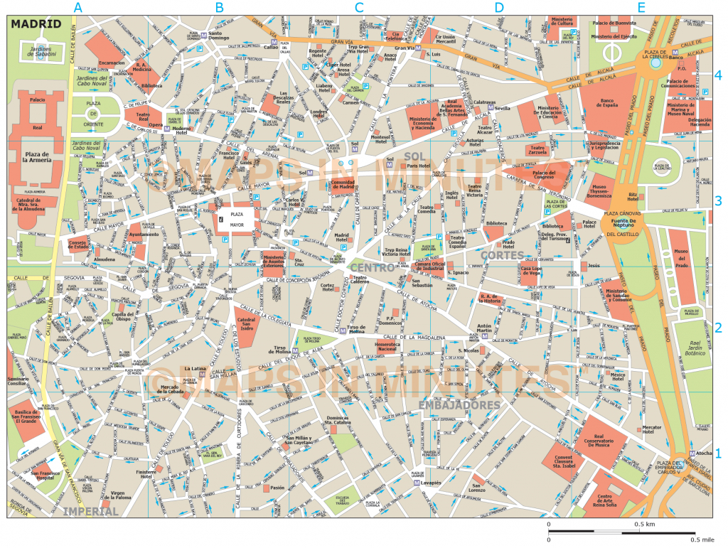 Royalty Free Madrid Illustrator Vector Format City Map - Madrid City Map Printable