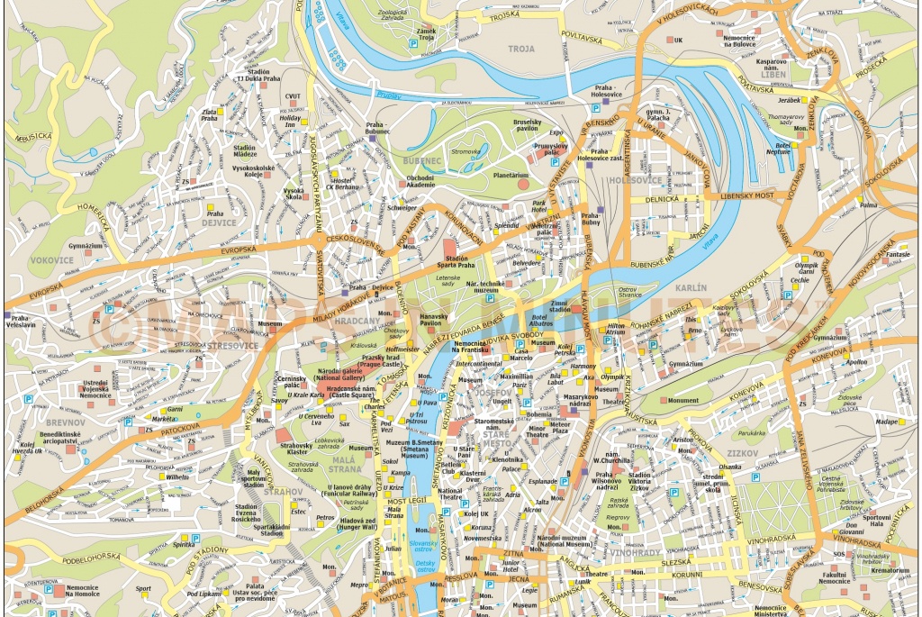 Royalty Free Prague Illustrator Vector Format City Map - Printable Map Of Prague