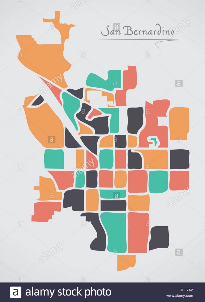 San Bernardino California Map With Neighborhoods And Modern Round - San Bernardino California Map