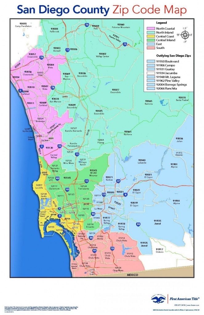 San Diego County Zip Code Map - San Diego County Map With Zip Codes - Printable Map Of San Diego County