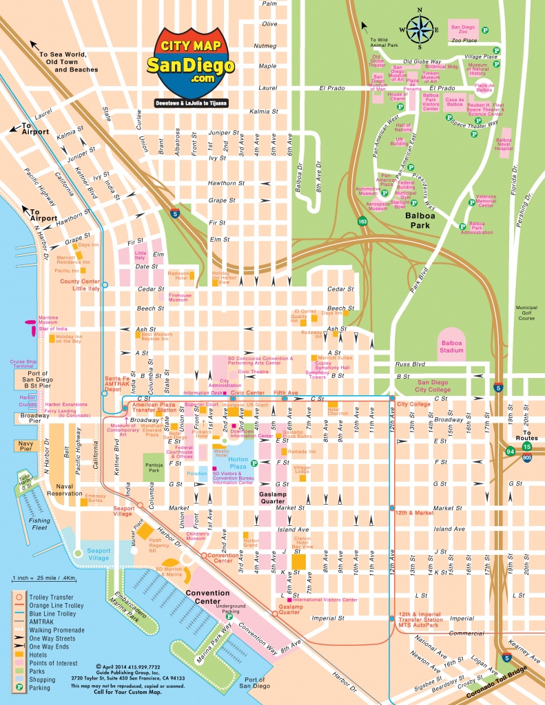 San Diego Map For Visitors - Printable Map Of Downtown San Diego