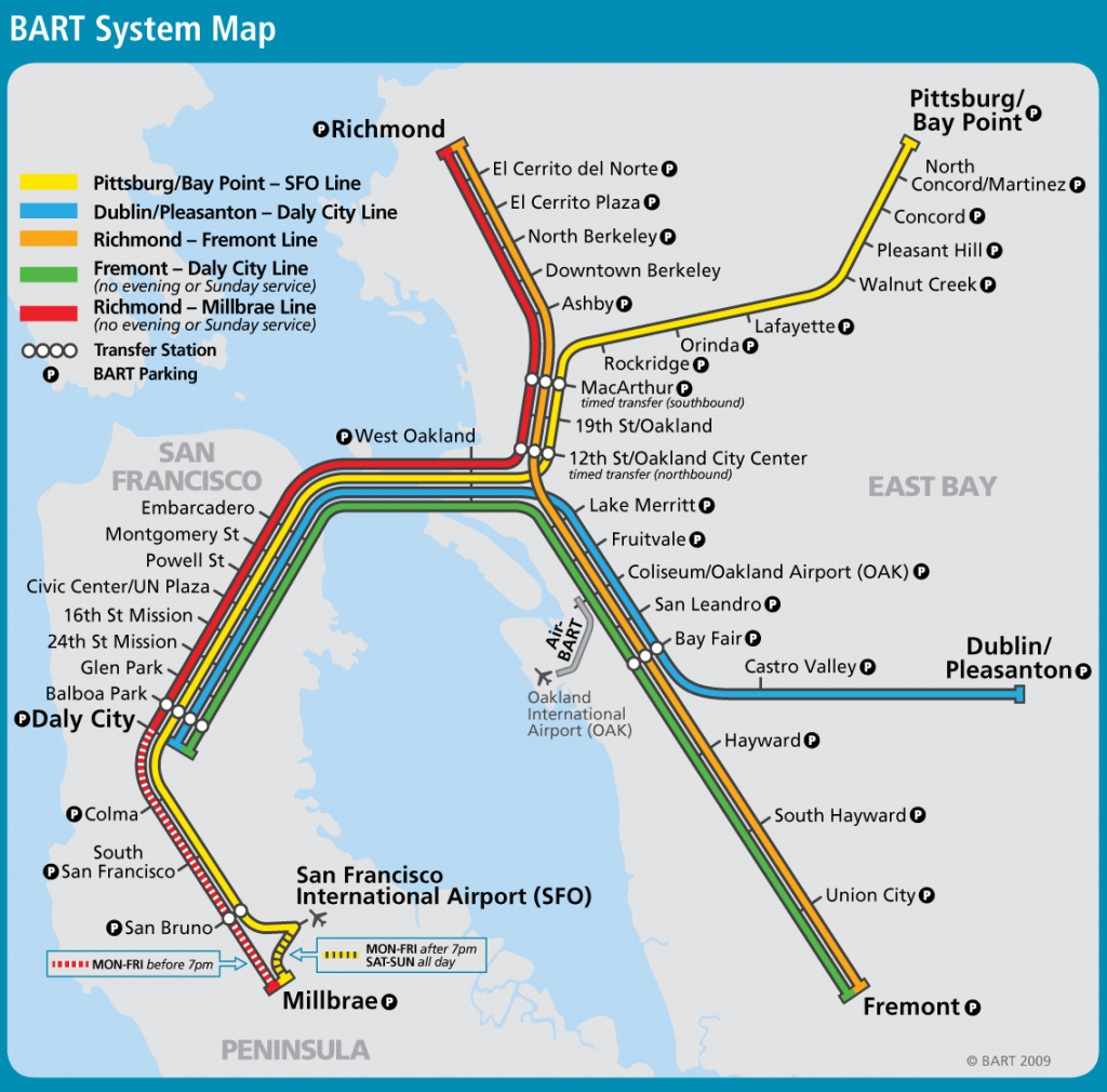San Francisco Bay Area Metro Map (Bart) - Great Way To Get From The - Printable Bart Map