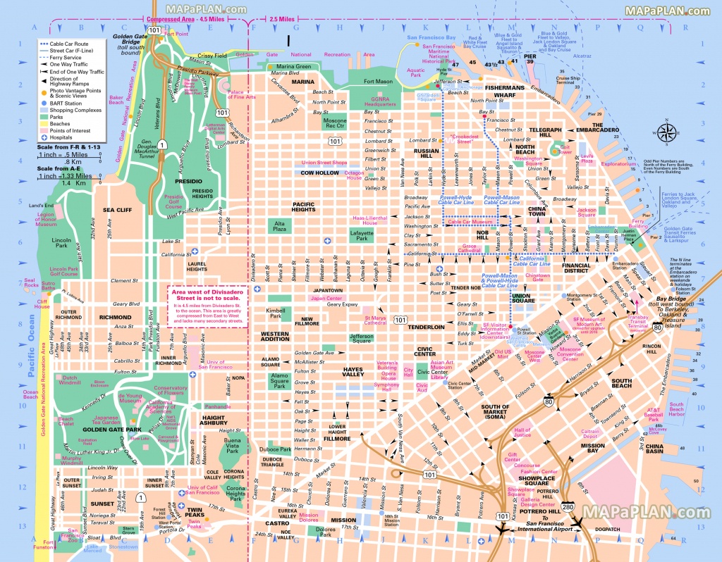 San Francisco Maps - Top Tourist Attractions - Free, Printable City - Printable Street Maps Free
