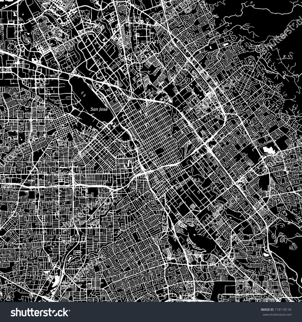 San Jose California Downtown Vector Map Image Vectorielle De Stock - Printable Map Of San Jose