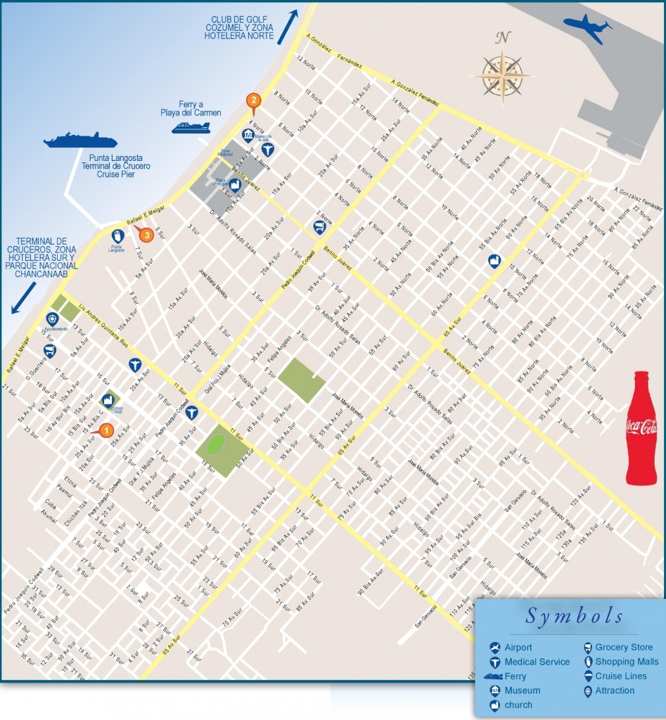 San Miguel De Cozumel Tourist Map - Printable Map Of Cozumel Mexico