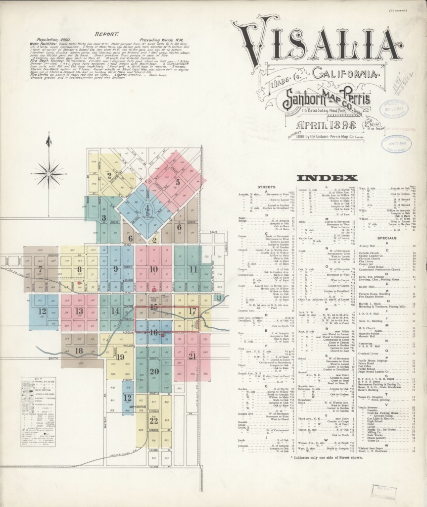 Sanborn Fire Insurance Map From Visalia, Tulare County, California - Visalia California Map