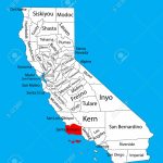 Santa Barbara County (California, United States Of America) Vector..   Map Of California Showing Santa Barbara