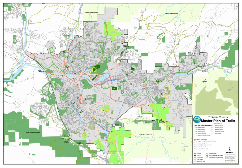 Santa Clarita And Valencia Paseo And Trail System For Bicyclists - Valencia California Map