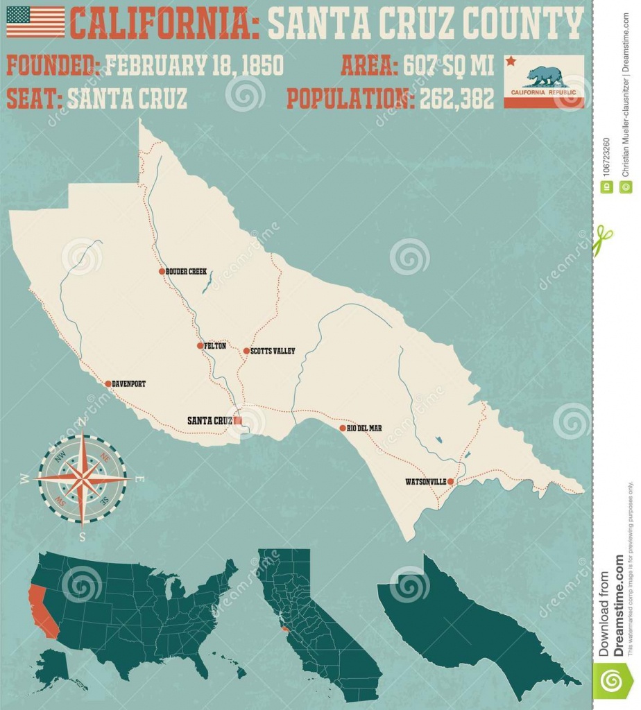 Santa Cruz County Map In California. Stock Vector - Illustration Of - Santa Cruz California Map