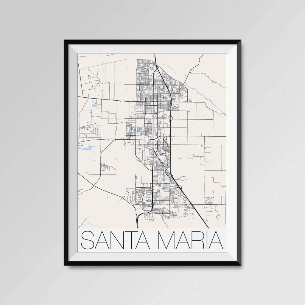 Santa Maria California Map Santa Maria City Map Print Santa | Etsy - Santa Maria California Map