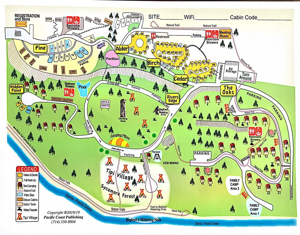 Santa Paula, California Tent Camping Sites | Ventura Ranch Koa - California Tent Camping Map