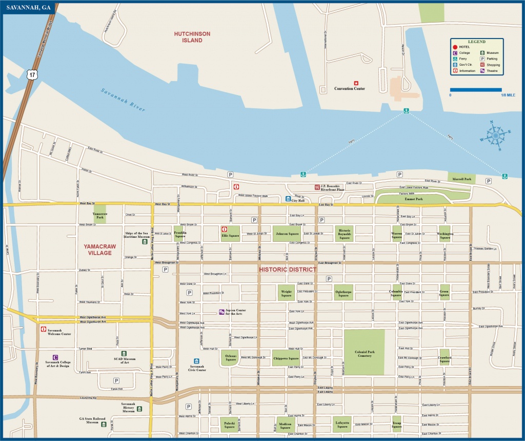 Savannah Downtown Map | Digital Vector | Creative Force - Printable Map Of Savannah