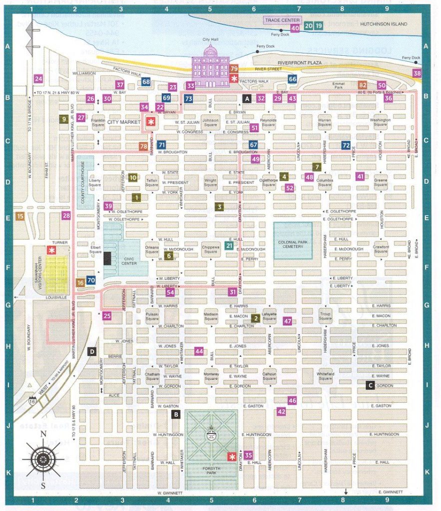 Savannah Ga Downtown Historic District Map Savannah Georgia   Savannah Ga Downtown Historic District Map Savannah Georgia Printable Map Of Savannah 883x1024 