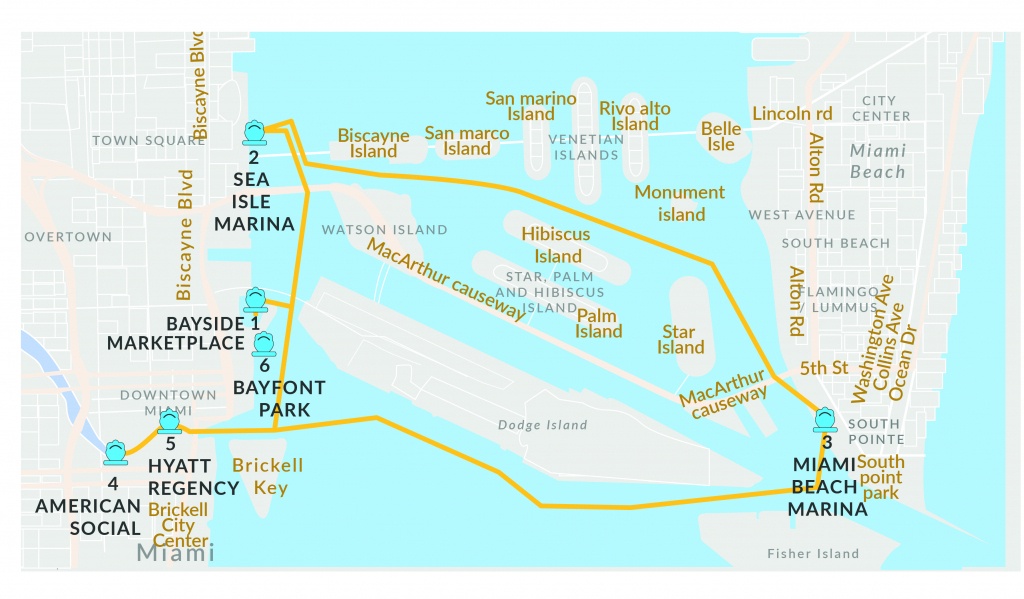 Schedule Rates For Water Taxi Miami | Miami Beach Water Taxi Schedule - Sunny Isles Beach Florida Map