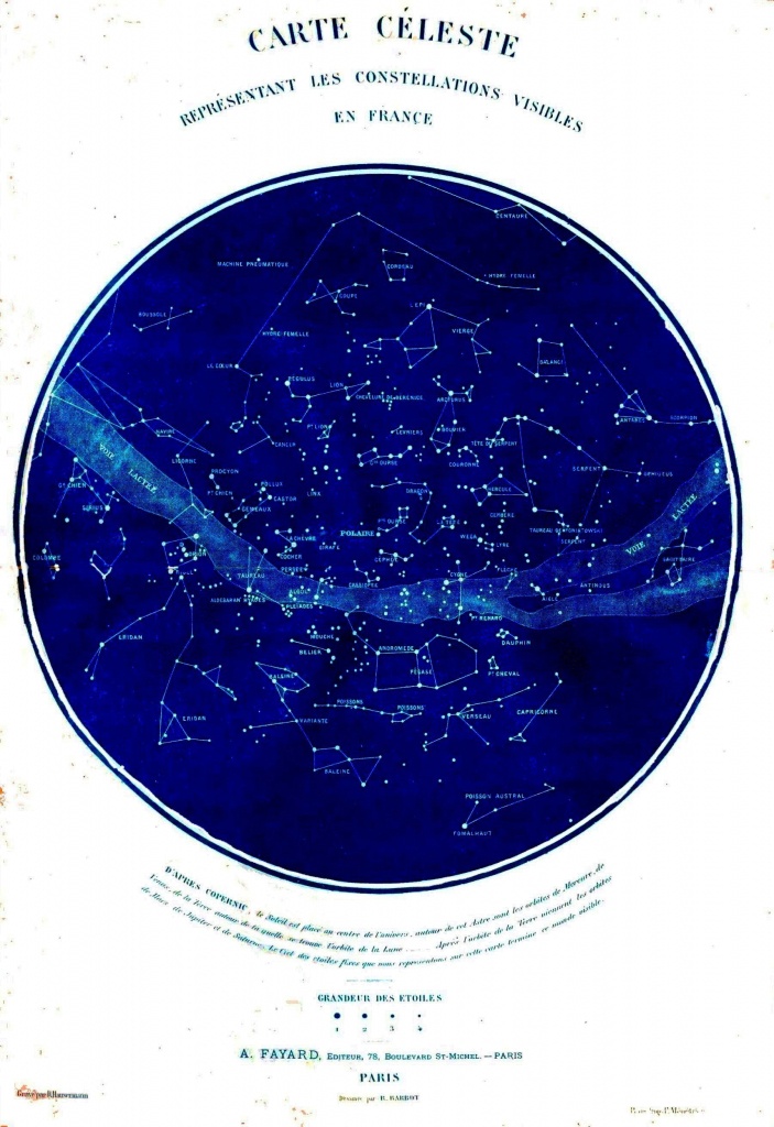 Science - Astronomy - Map - Celestial Map Of Constellations Visible - Printable Constellation Map