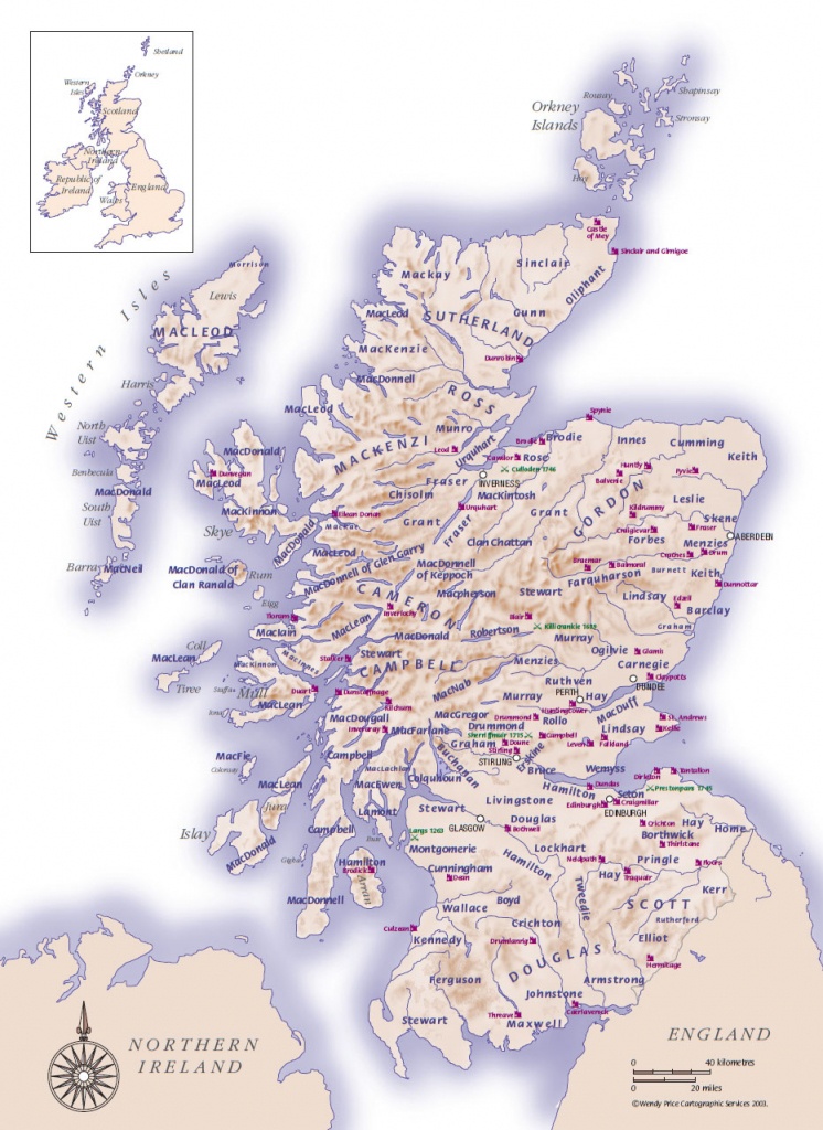 Scottish Clans And Castles - Clan Land Map - Detailed Map Of Scotland Printable