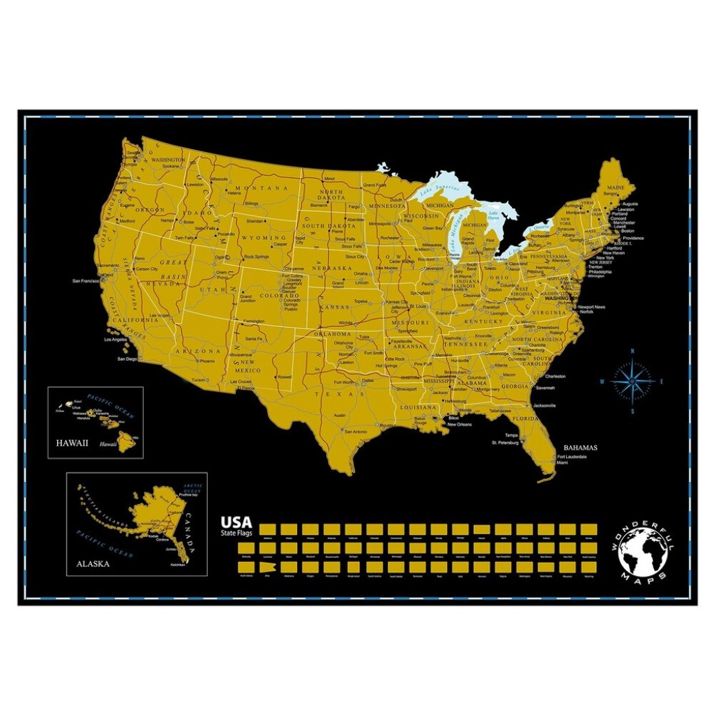 Scratch Off Map Of The United States Of America State Flags On Black - Florida Scratch Off Map