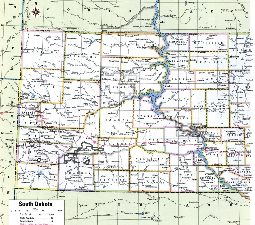 Sd County Map And Travel Information | Download Free Sd County Map - South Dakota County Map Printable