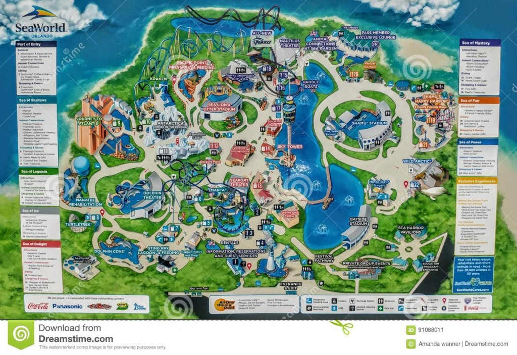 Sea World Map 2017 Editorial Photo. Image Of Dolphins - 91088011 - Seaworld Map Orlando Florida