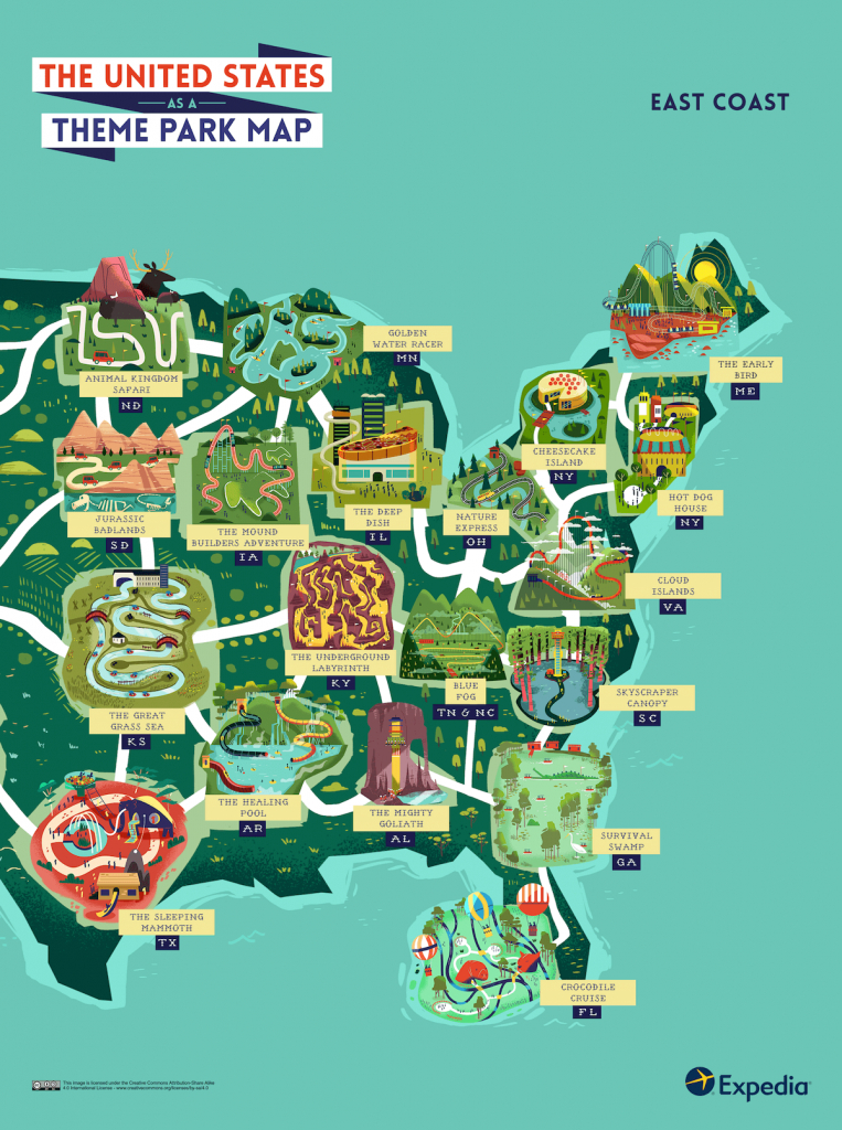 See The Usa As An Outdoor Theme Park With This Colourful Map - Map Of Amusement Parks In Florida