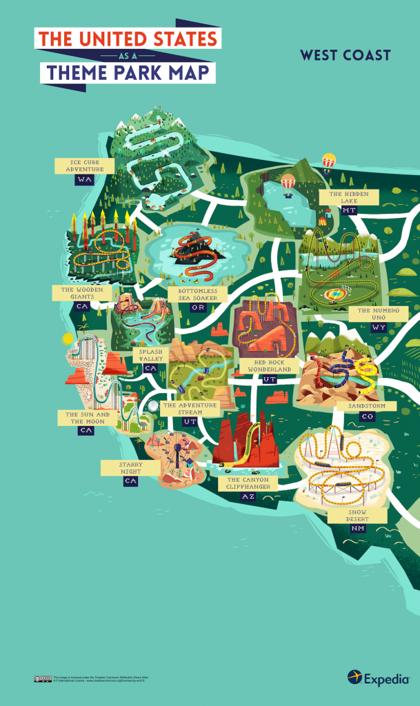 See The Usa As An Outdoor Theme Park With This Colourful Map - Southern California Theme Parks Map