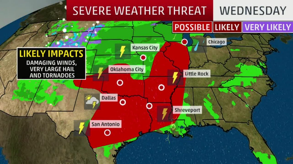 Severe Storms, Flooding In The Forecast Today For Texas, Southern - Texas Forecast Map