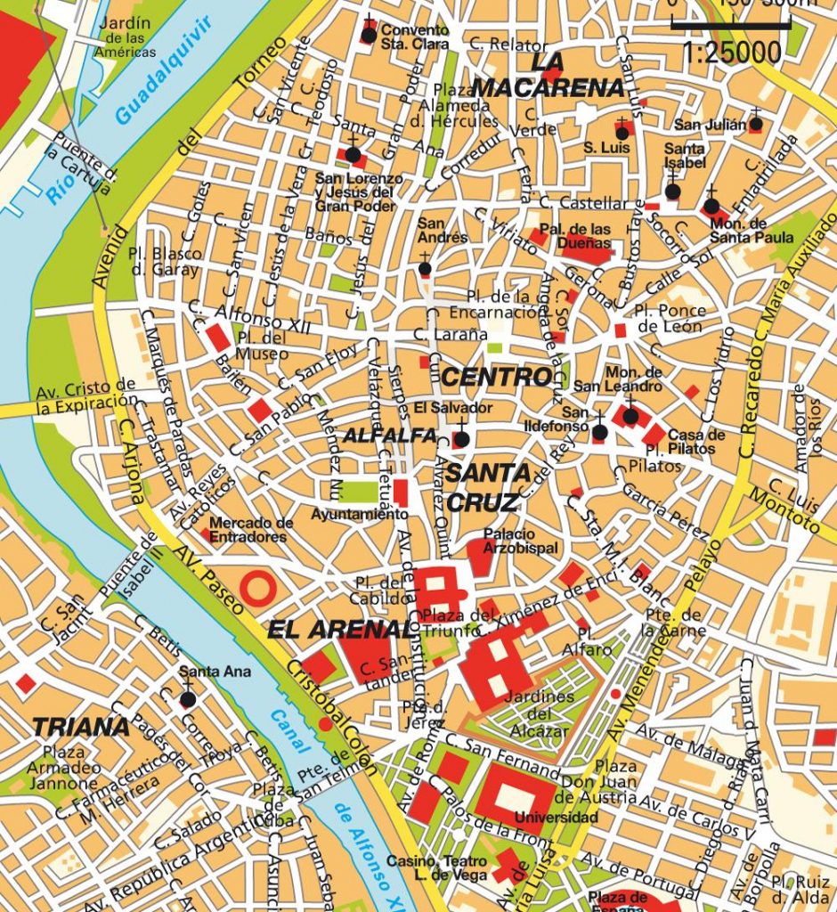 Sevilla Spain Map And Travel Information Download Free Sevilla Printable Tourist Map Of 