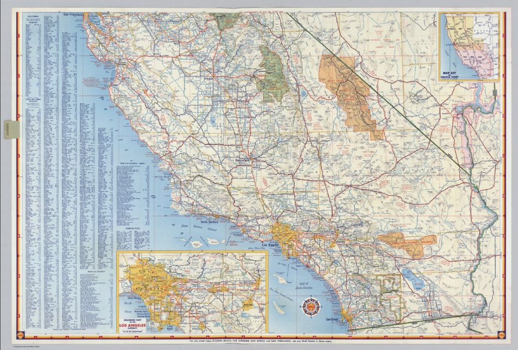 Shell Highway Map Of California (Southern Portion). - David Rumsey - Detailed Map Of Southern California