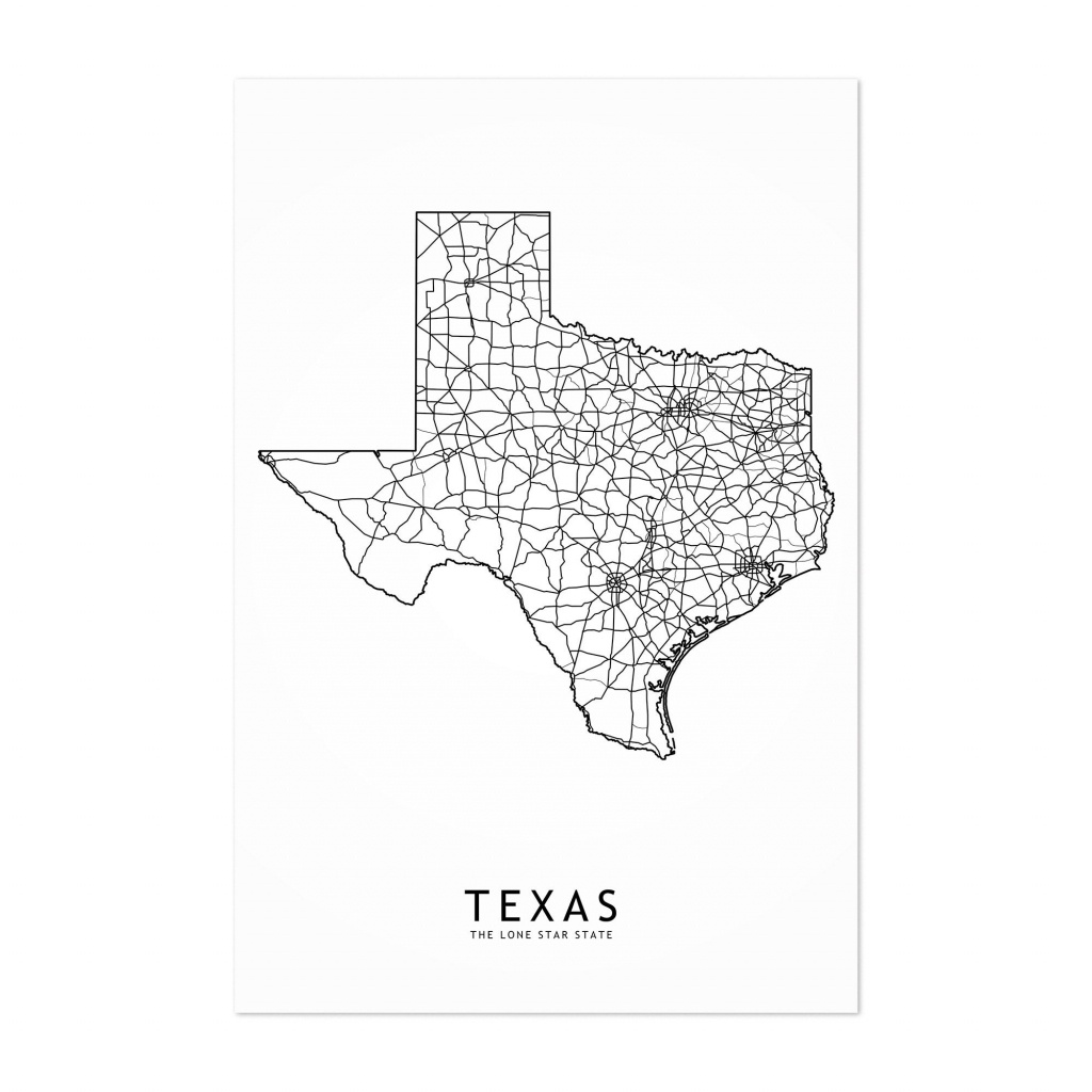 Shop Noir Gallery Texas Black &amp;amp; White State Map Unframed Art Print - Map Of Texas Art