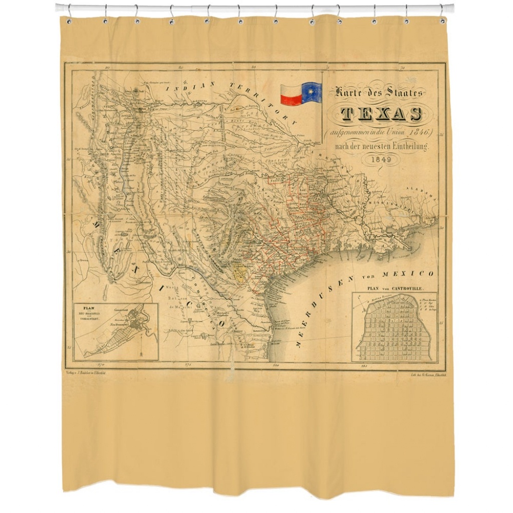 Shop Texas 1849 Map Shower Curtain - Beige - Free Shipping Today - Texas Map Shower Curtain