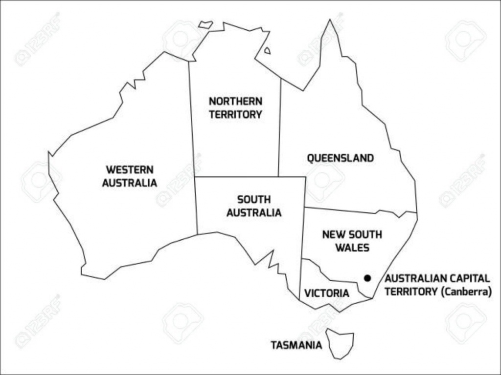 Simplified Map Of Australia Divided Into States And Territories For - Printable Map Of Australia With States